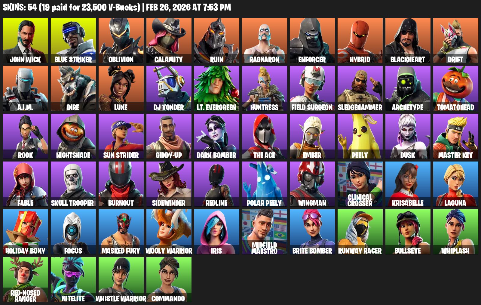 Fortnite (54 Skins) 54 skins
