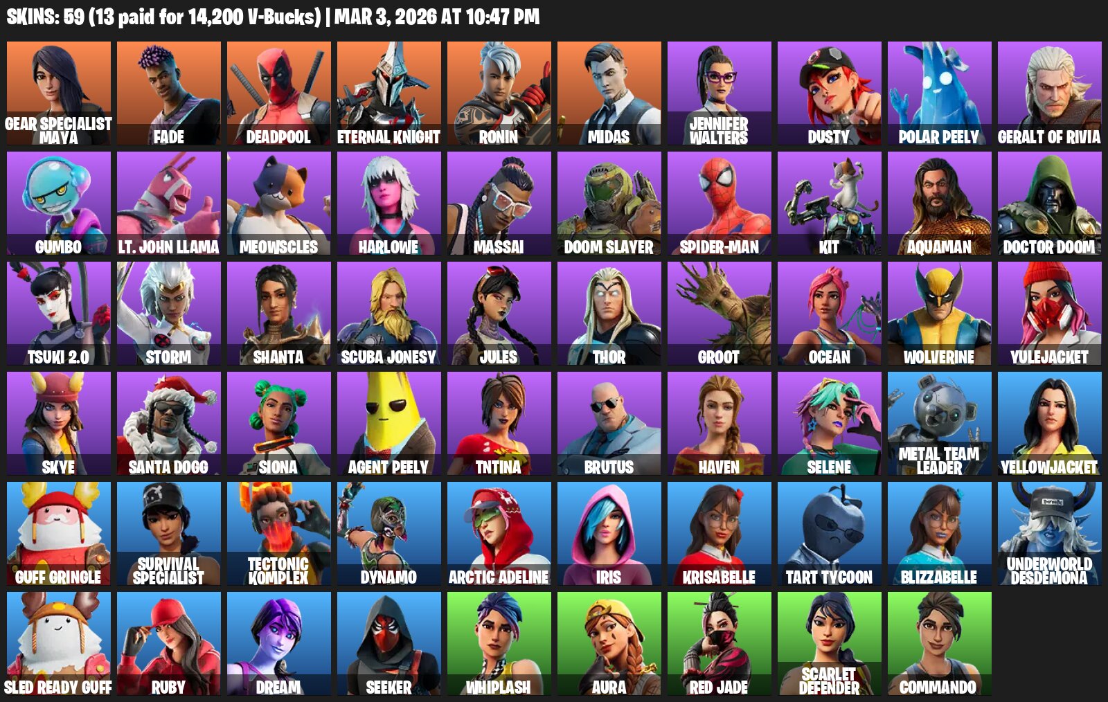 Fortnite (59 Skins) 59 skins