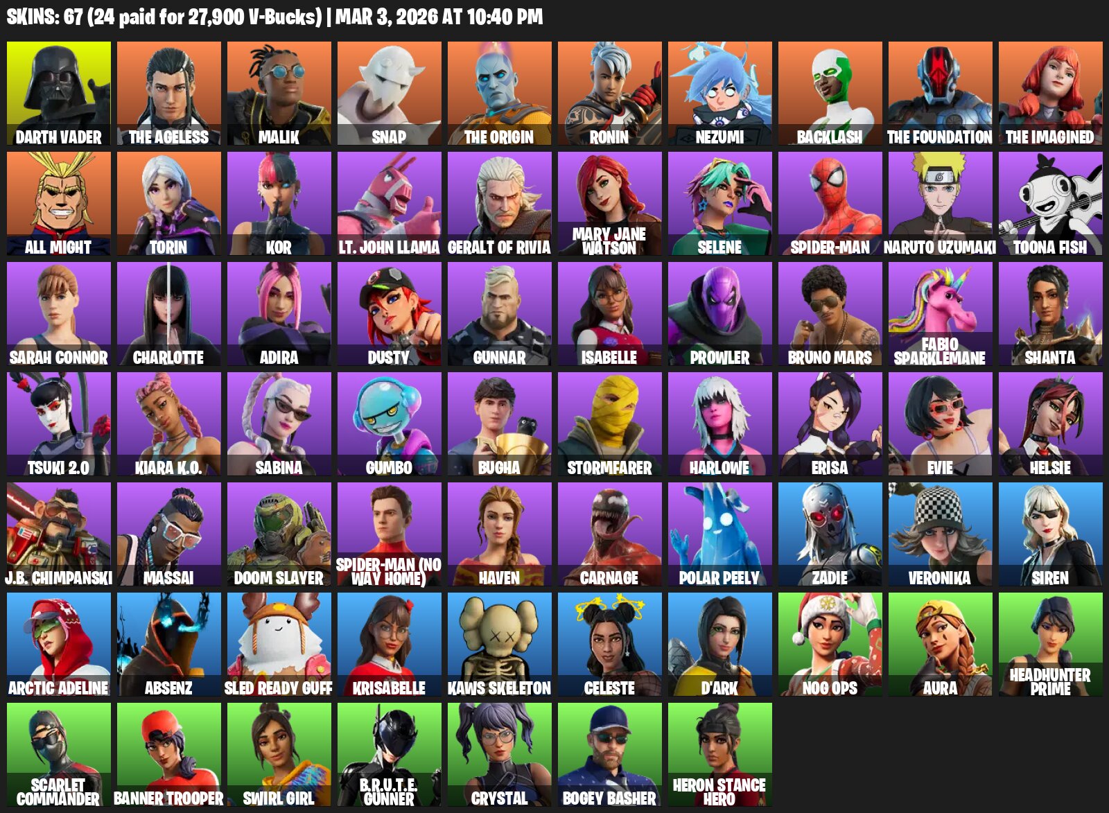Fortnite (67 Skins) 67 skins